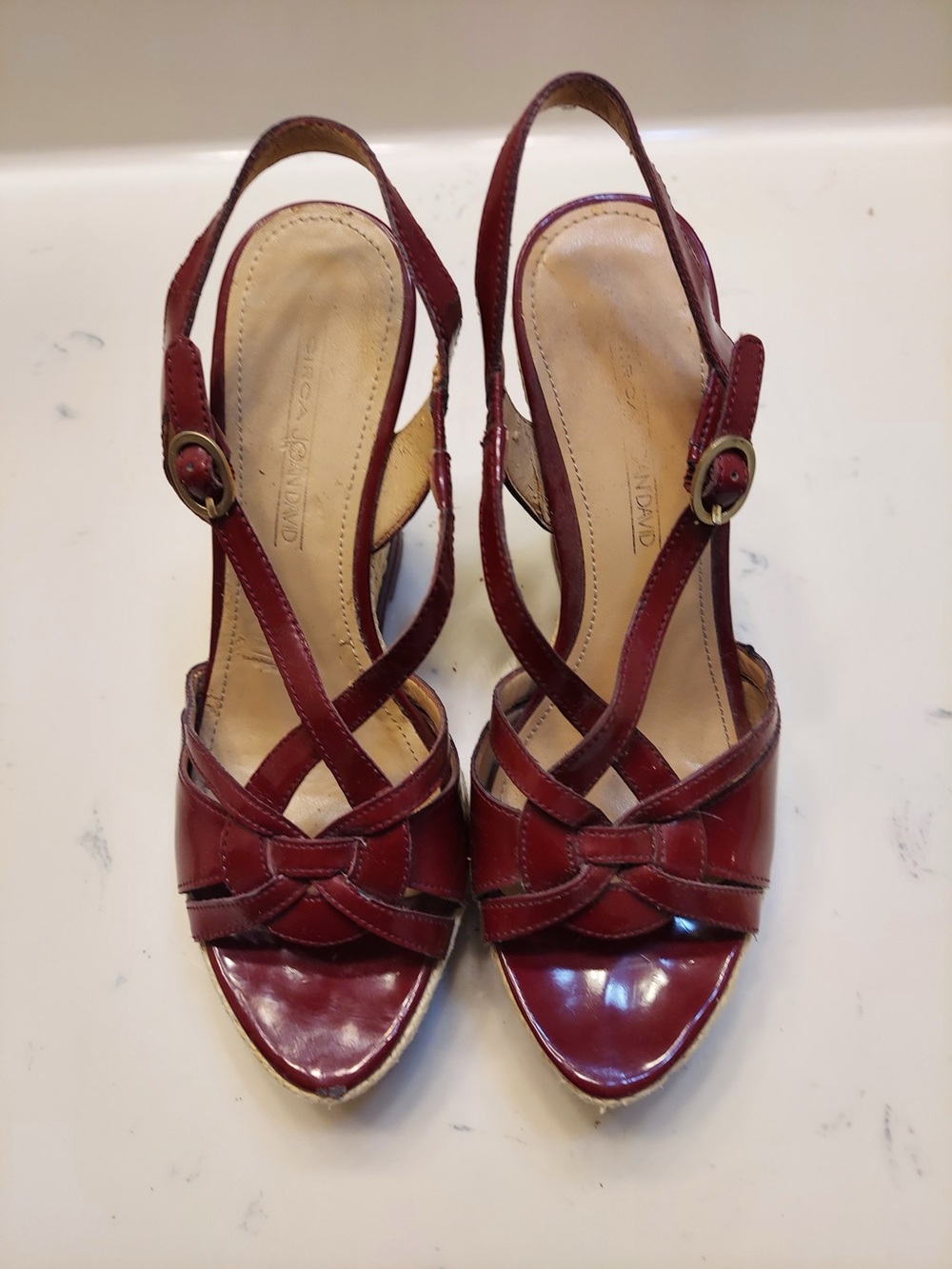 Circa Joan & David Women’s Burgundy Leather Slingback Heels